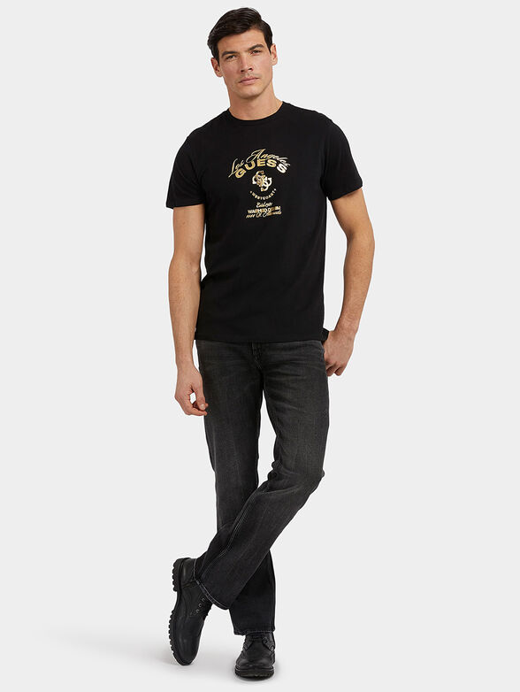 Black T-shirt with a contrasting logo print - 2