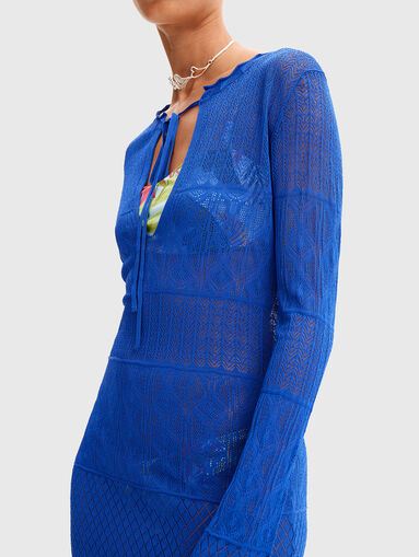 Openwork black mini dress - 4