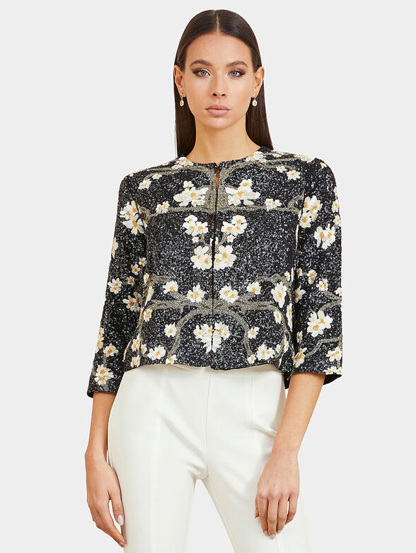 Jacket with floral motifs and sequins - 1