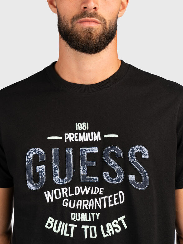 Black T-shirt with logo embroidery - 4