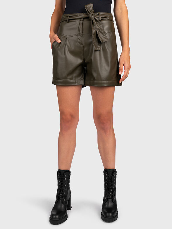 Leather shorts with belt - 1