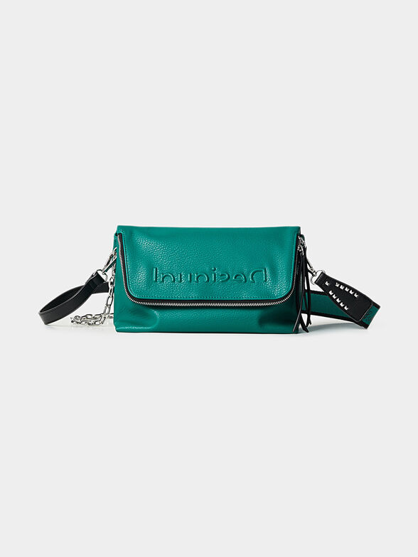 Crossbody bag in green color with zipper - 1