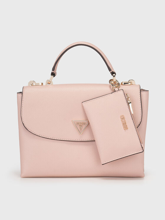 Розова кросбоди чанта с триъгълен лого детайл - 1