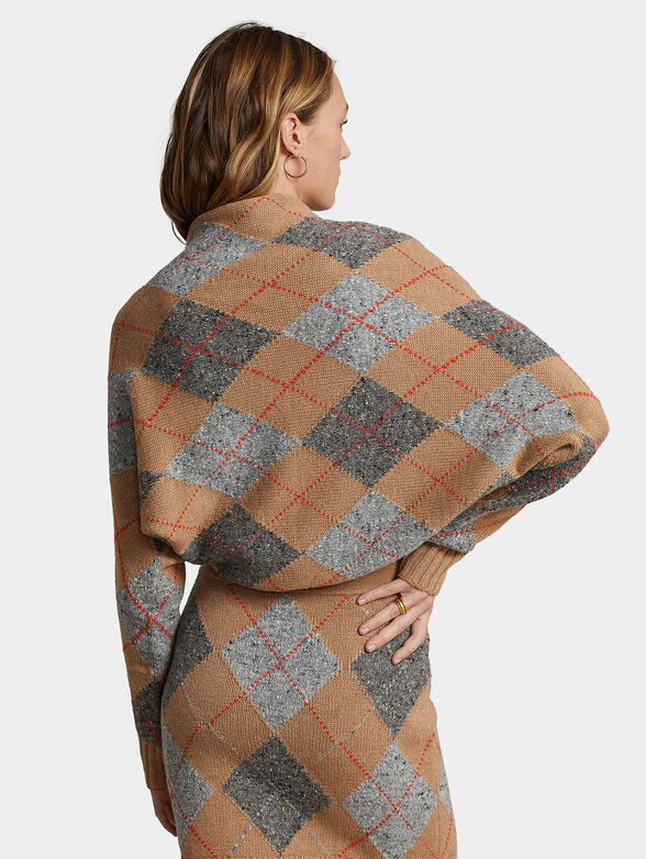 Wool cardigan with geometric pattern - 1