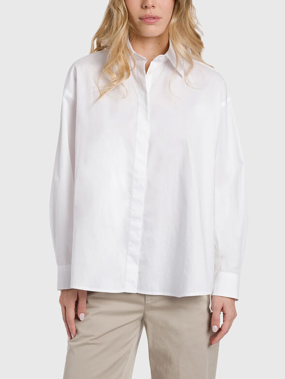 Oversized gabardine shirt with accent back - 1