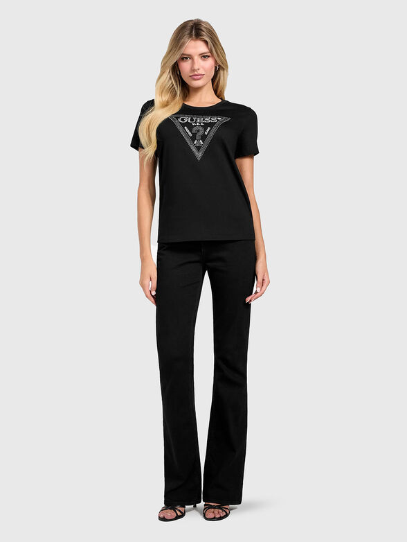 Crew neck T-shirt with rhinestones - 2