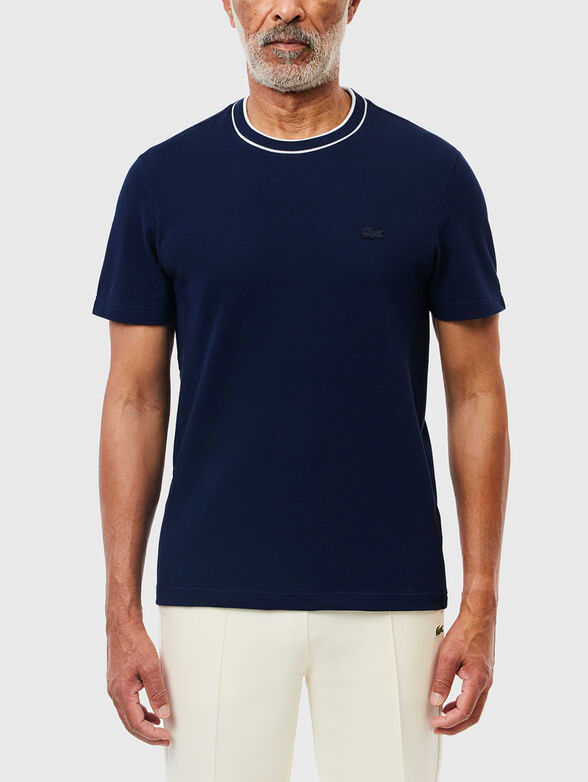 Black piqu&eacute; T-shirt  - 1