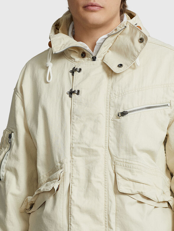 Cotton jacket with hood and accent pockets - 4