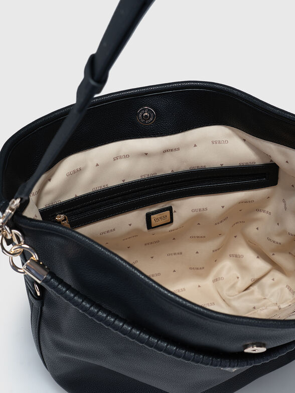 Black hobo bag with a woven handle  - 6