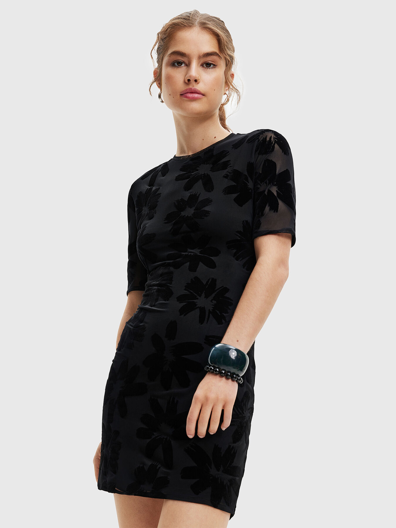 OXFORD black dress with floral accents brand DESIGUAL Globalbrandsstore en