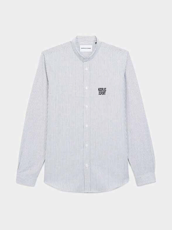 Striped cotton shirt with logo embroidery - 1