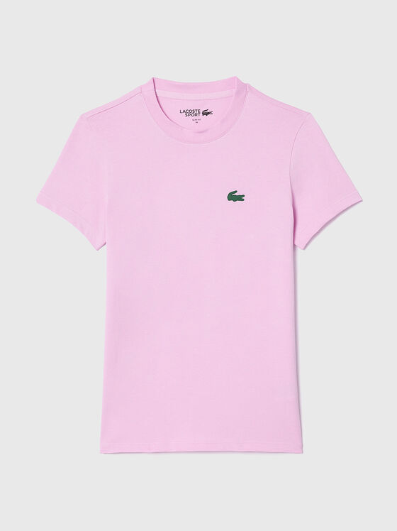 Розова тениска с лого детайл  - 1