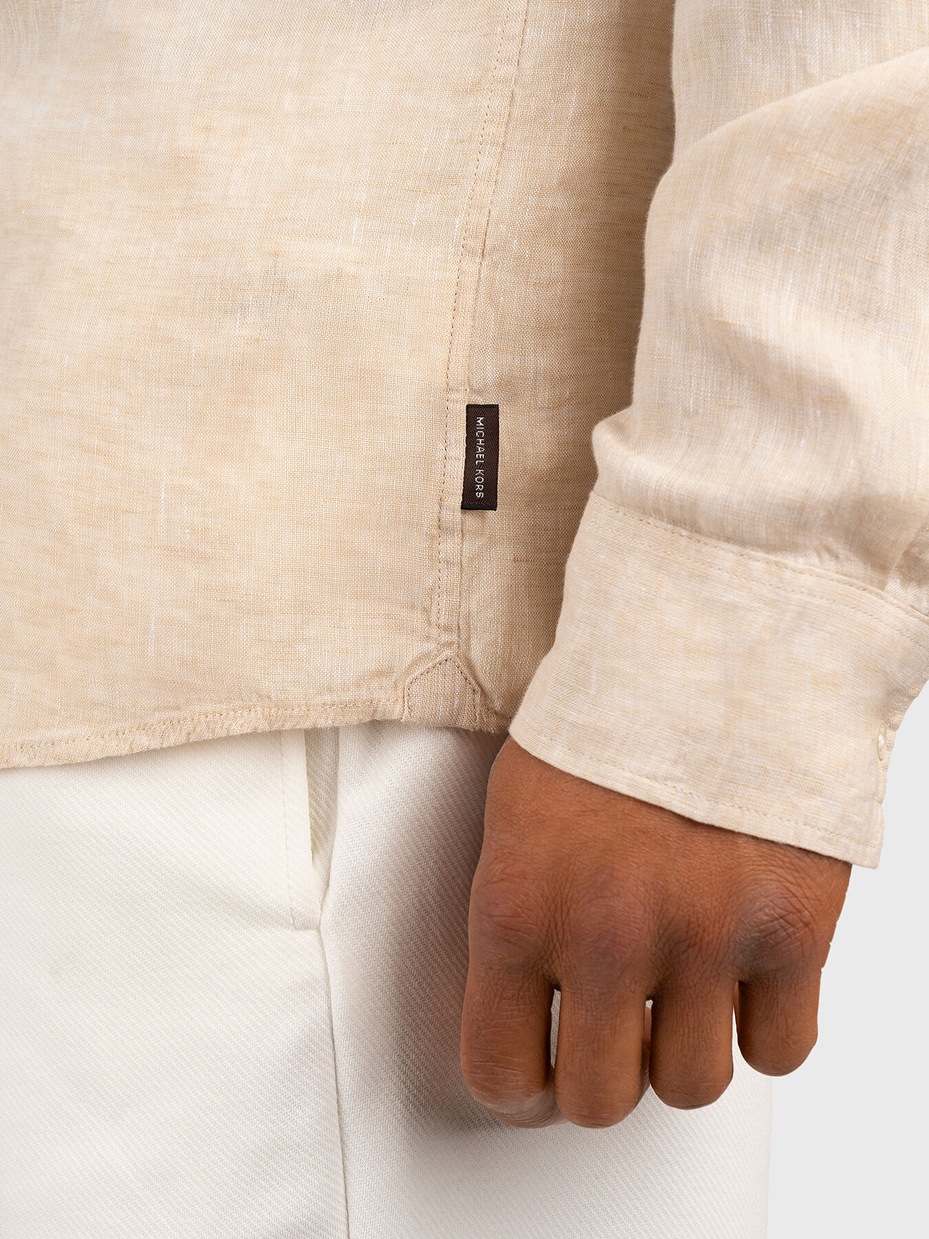 Beige linen shirt with logo detail brand MICHAEL KORS