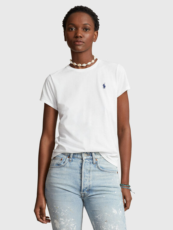 White cotton Т-shirt with logo embroidery - 1