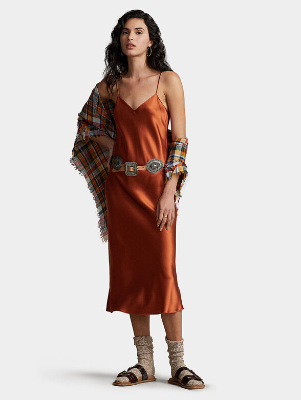 Orange silk dress - 1