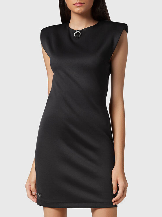Mini black dress with shoulder pads - 1