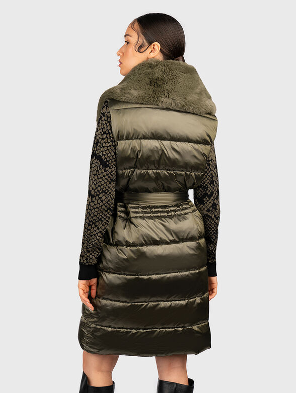 Padded vest with faux fur collar - 3