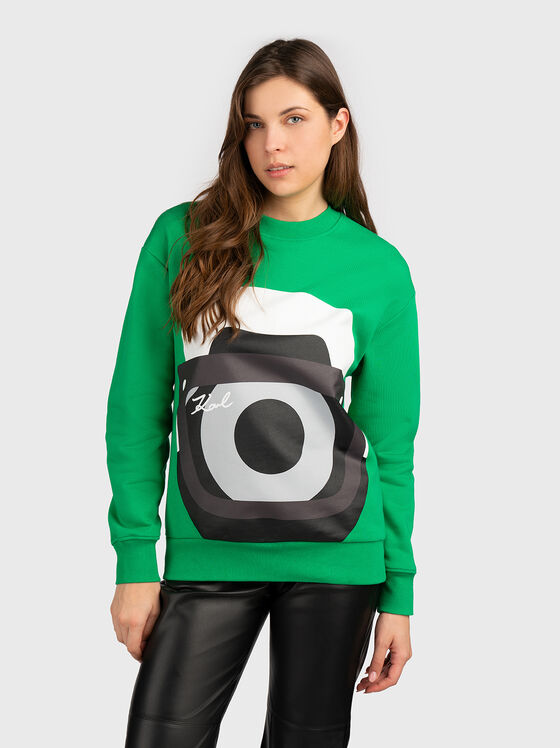 Green sweatshirt with accent print - 1