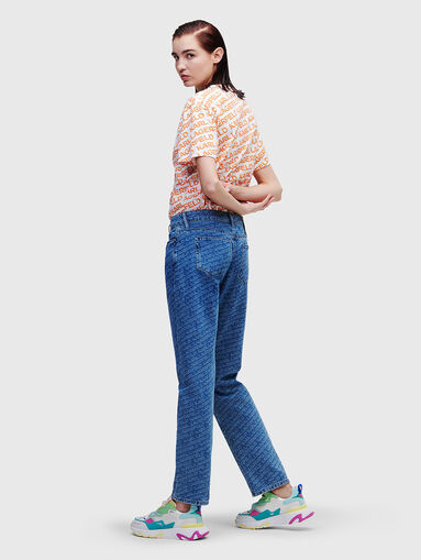 Blue jeans with monogram logo print - 4