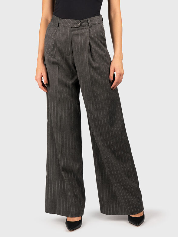 Gray wide-leg trousers - 1