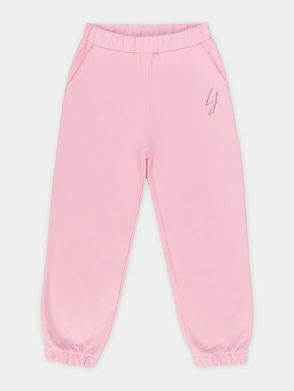 Pink sports pants with delicate logo - 1