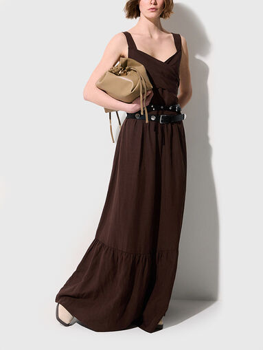Brown maxi dress with crossover neckline - 3