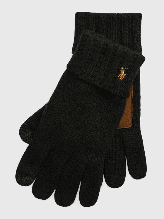 Вълнени ръкавици с лого бродерия - 1