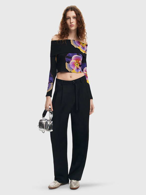 Off the shoulder blouse and floral accents - 2