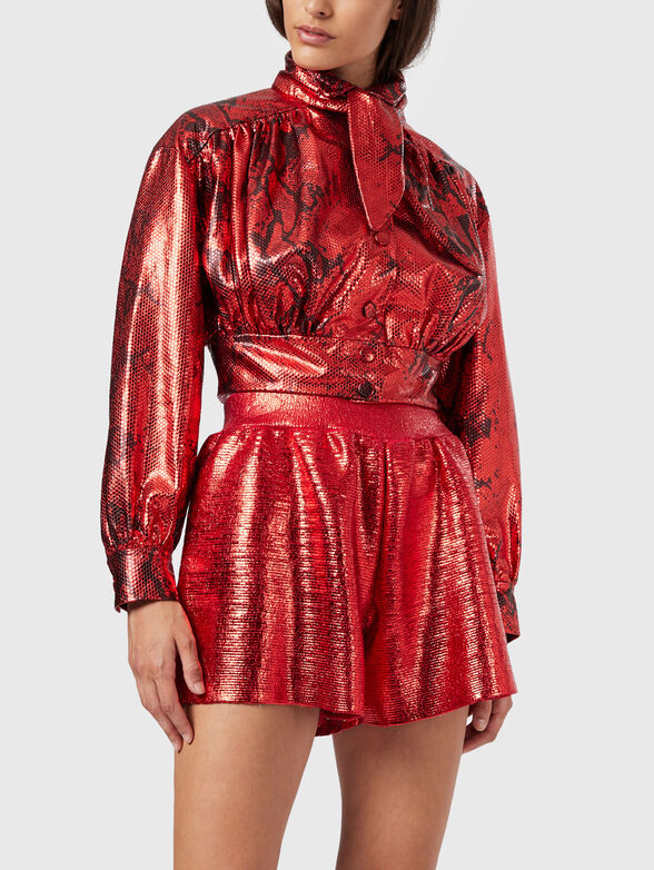 Leather jacket with animal print - 1