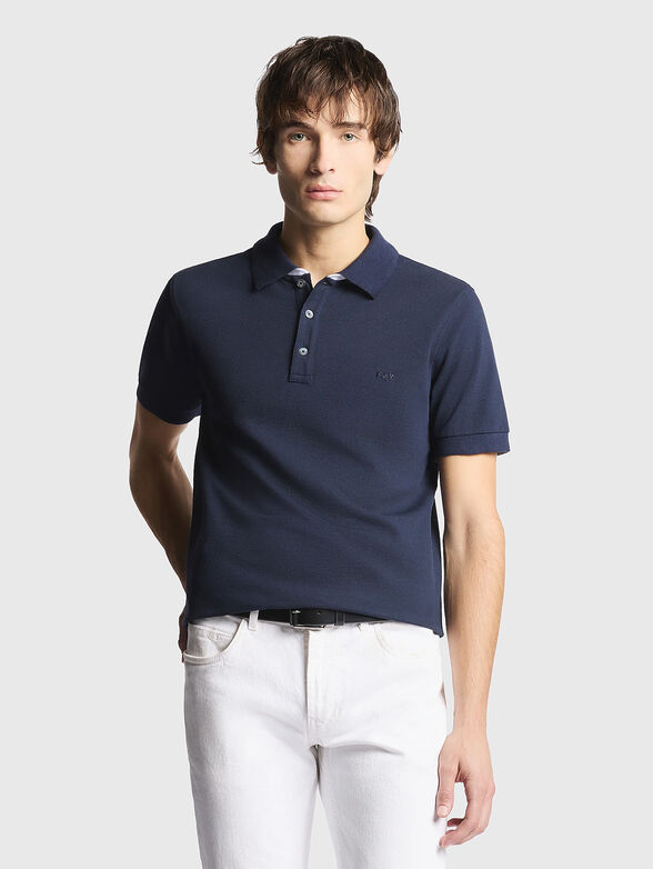 Short-sleeve cotton-blend polo shirt - 1