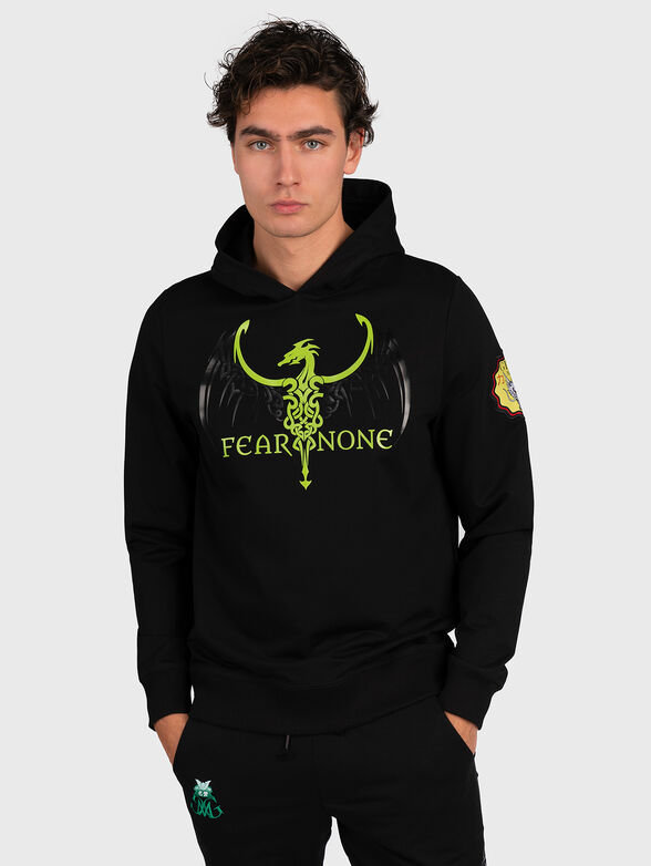 H007 Black hoodie with logo print - 1