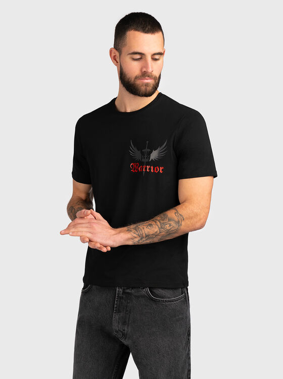TS173 black T-shirt with print - 1