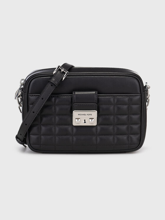 Leather crossbody bag with quilted effect - 1