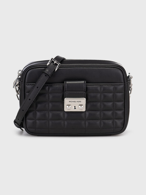 Leather crossbody bag with quilted effect - 1