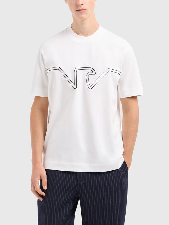 T-shirt in beige with logo embroidery - 1