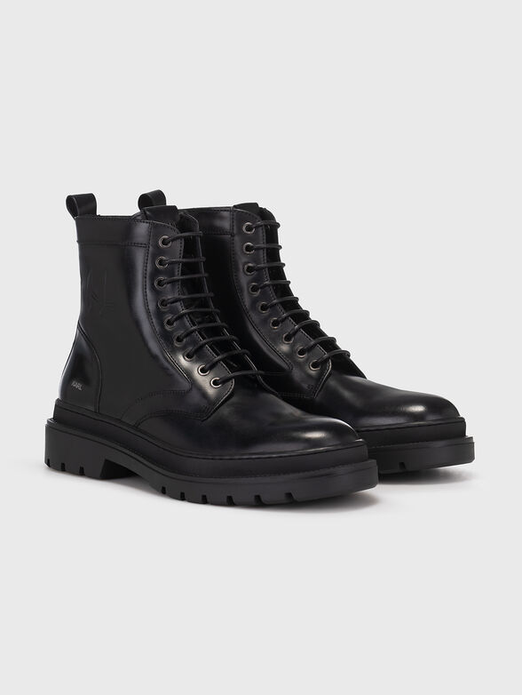 Black leather ankle boots OUTLAND with zip - 2