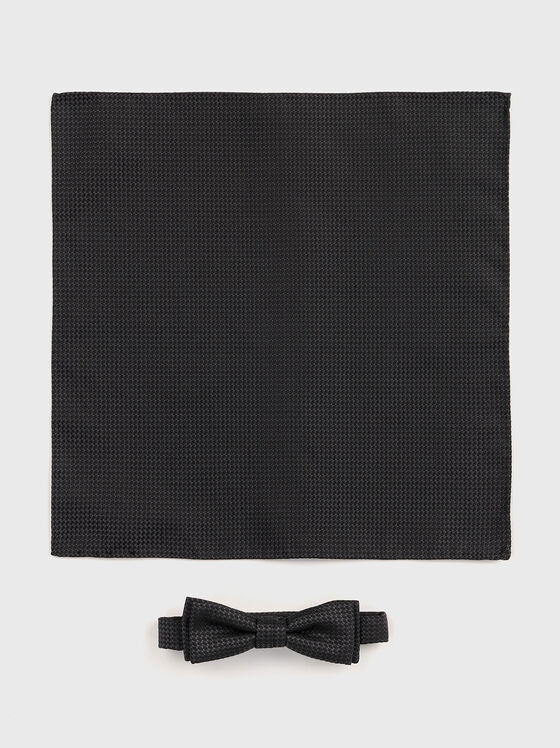 Комплект папийонка с кърпичка от копринен бленд - 1