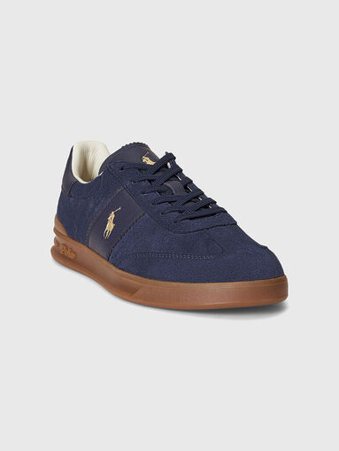 Sports shoes in suede and leather with logo - 5