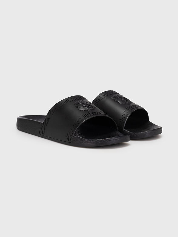 FONDO POOL DIS. 2 black slippers with embossed accents - 2