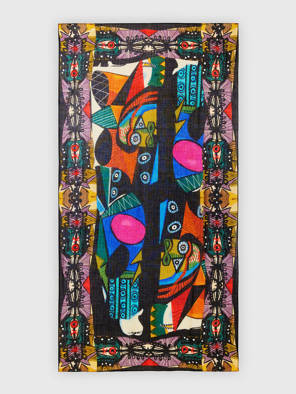 Multicoloured scarf with abstract print - 3
