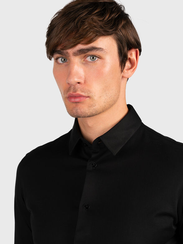 Mercerized cotton shirt with logo detail - 4