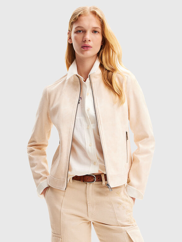 Beige biker jacket - 1