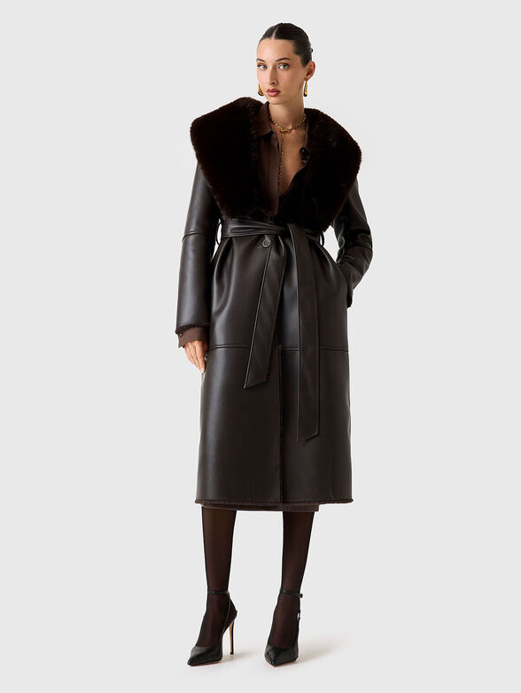 ZOEY faux leather coat with accent collar - 1