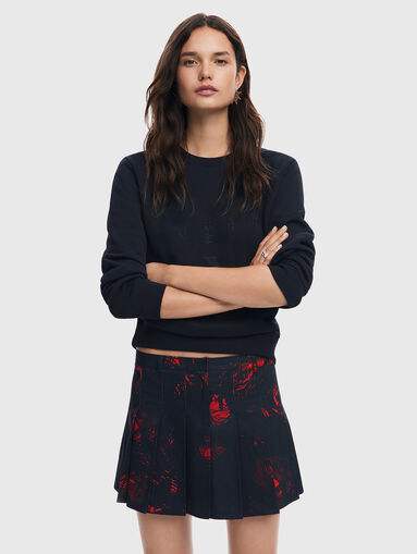 Pleated mini skirt with contrast print - 4