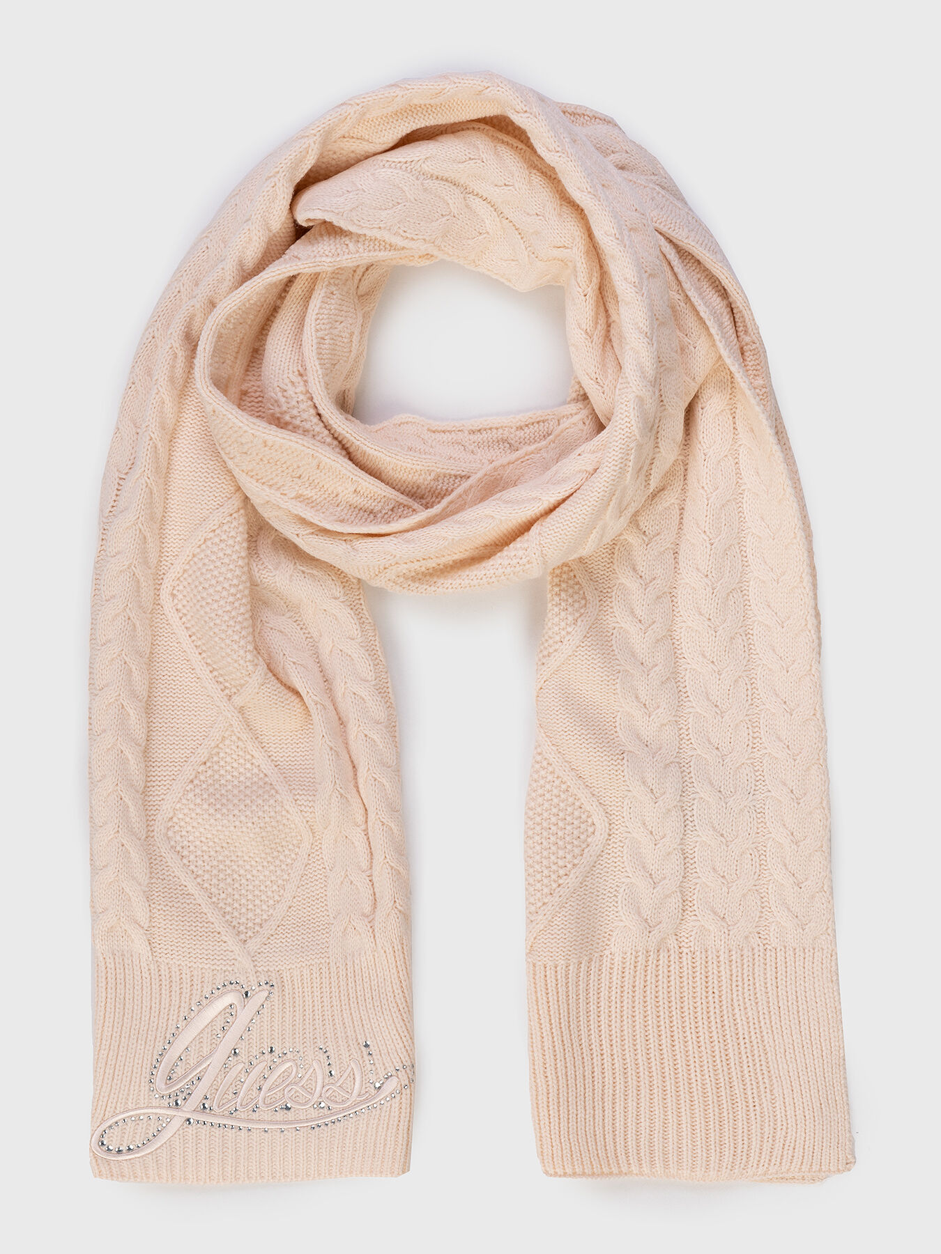 ROSELYN scarf with logo and rhinestones brand GUESS —  Globalbrandsstore.com/en