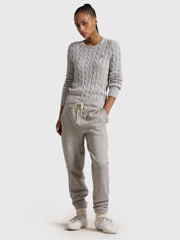 Cotton sweater with oval neckline - 1