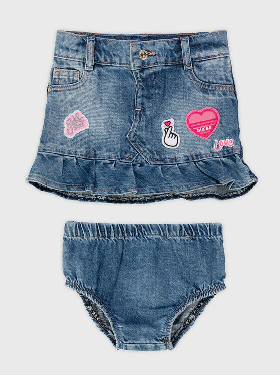 Patch appliqued denim skirt - 1