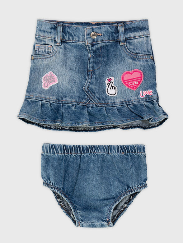 Patch appliqued denim skirt - 1