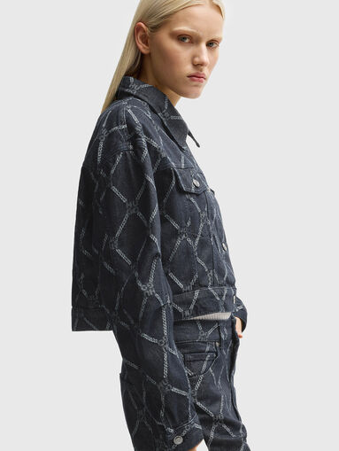 Cropped denim jacket with monogram logo - 3