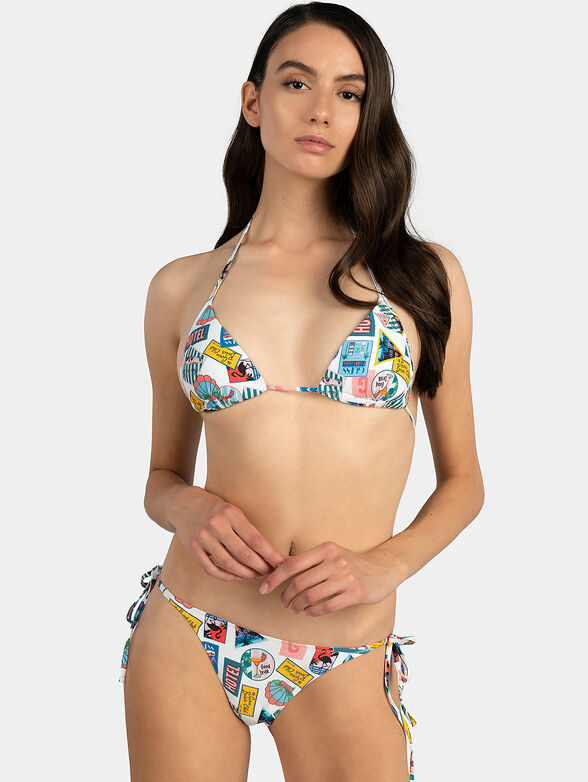 Triangle bikini bra with colorful print - 1